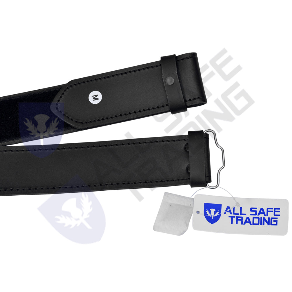 Scottish Black Plain leather Kilt Belt
