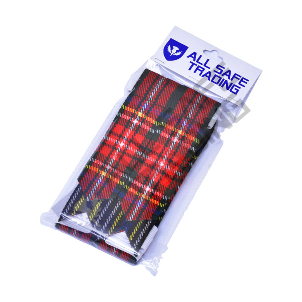 New Scottish Black Stewart Tartan Kilt Flashes (Pair)