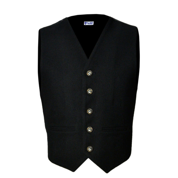 Scottish Black Tweed Argyle Kilt Jacket With Waistcoat/Vest - Sizes 36"- 54"
