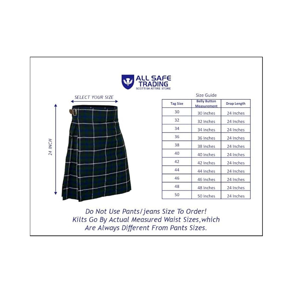 Authentic Scottish Men's Tartan Kilts - Highland Light Weight Value Kilt Embrace Your Heritage with Comfort Douglas Tartan Kilt
