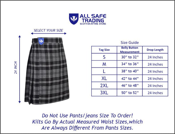 Mens Kilt for Sports, Our Golf Kilt Perfect for Traditional Scottish Clothing, Granite Tartan Kilt