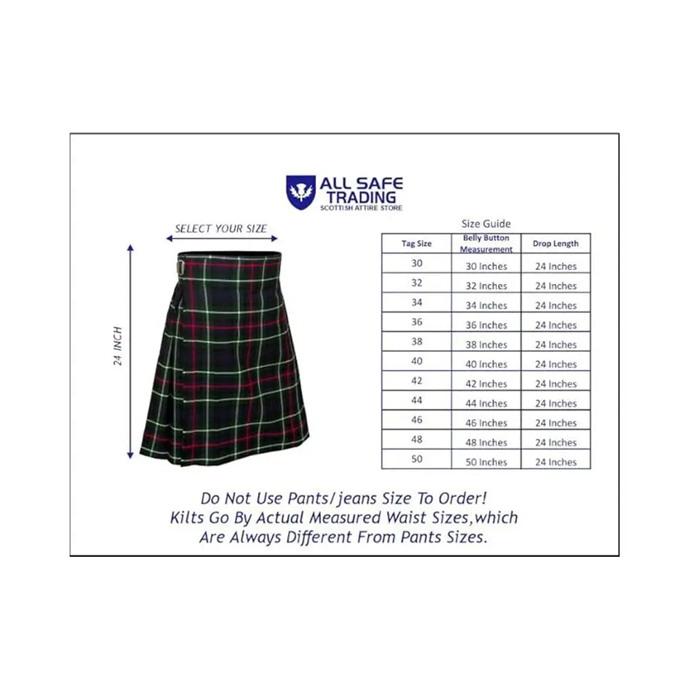 Authentic Scottish Men's Tartan Kilts - Highland Light Weight Value Kilt Embrace Your Heritage with Comfort Mackenzie Tartan Kilt All Safe International