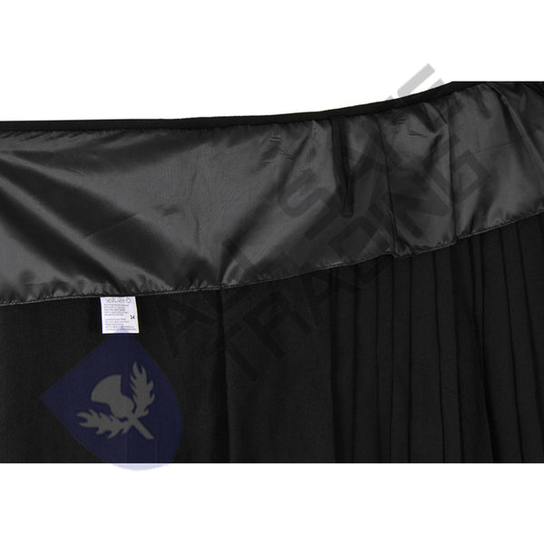 Scottish Traditional 8 Yard Plain Black Tartan Kilt