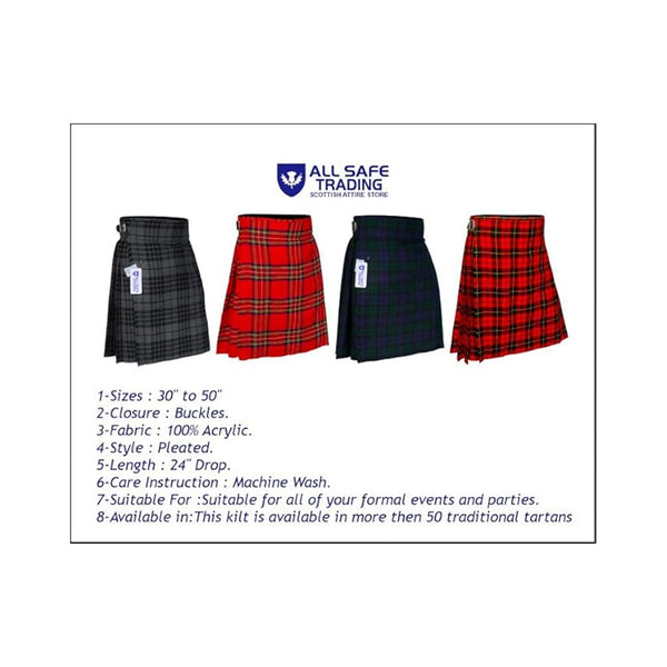 Authentic Scottish Men's Tartan Kilts - Highland Light Weight Value Kilt Embrace Your Heritage with Comfort
