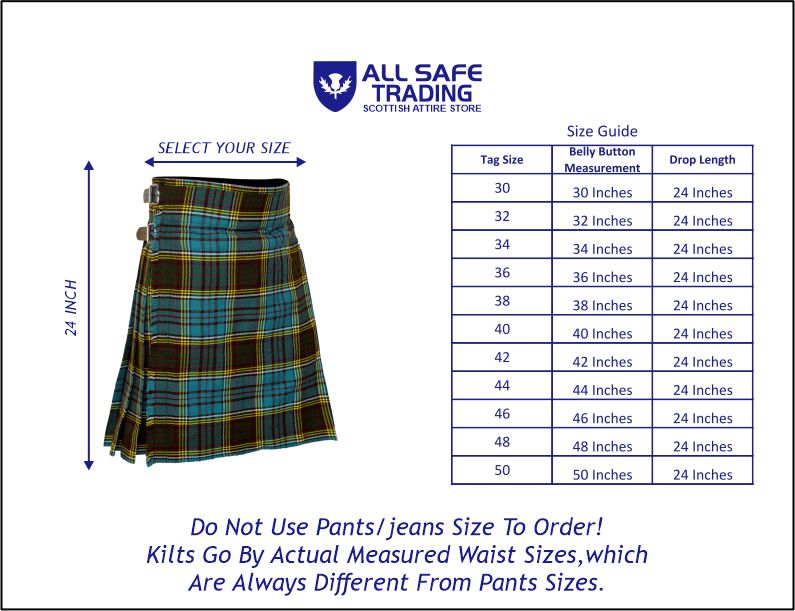 Men's 5 Yard Scottish Tartan Kilt, Highland Wedding Kilt, Anderson Tartan Kilt