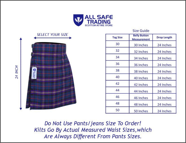 Men's 5 Yard Scottish Tartan Kilt, Highland Wedding Kilt, Masonic Tartan Kilt