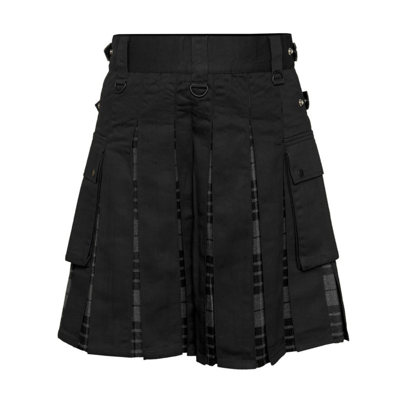 Men's Black & Grey Watch Tartan Hybrid Utility Kilt