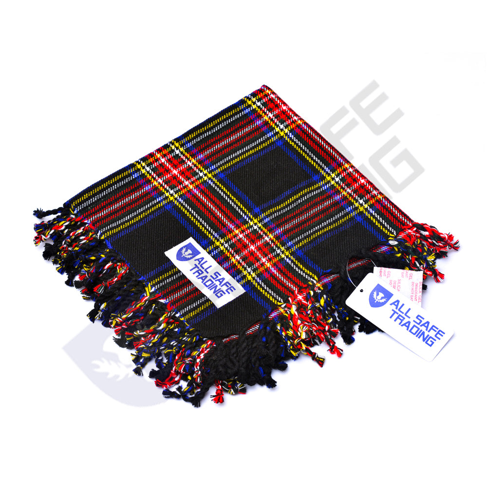 Scottish Men's Kilt Tartan Fly Plaid - Black Stewart