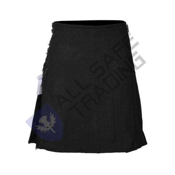 Scottish Boys 13-Oz Casual / Formal Wear, Plain Black Tartan Kilt