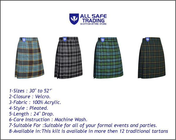 Mens Kilt for Sports, Our Golf Kilt Perfect for Traditional Scottish Clothing, Granite Tartan Kilt