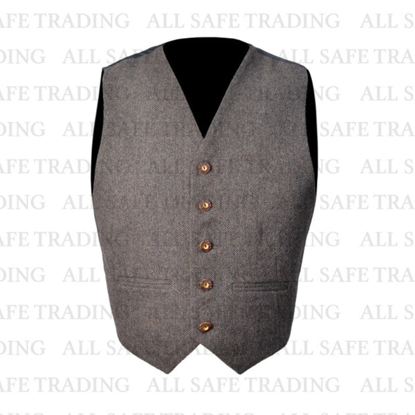 Scottish Tweed Argyle Kilt 5 Buttons Waistcoat / Vest