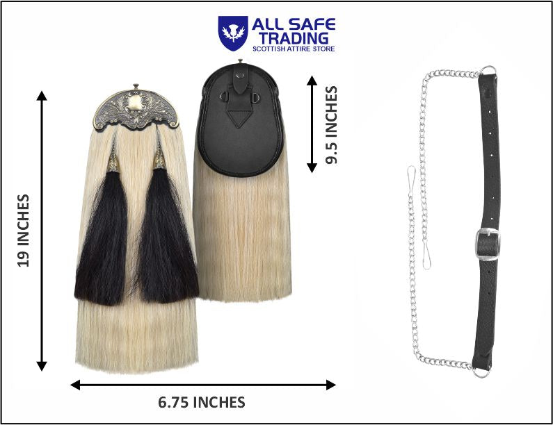 Premium Leather Sporran for Men - Ideal Kilt Accessories for Men, Scottish Kilt Sporran with Chain Belt Art # 11