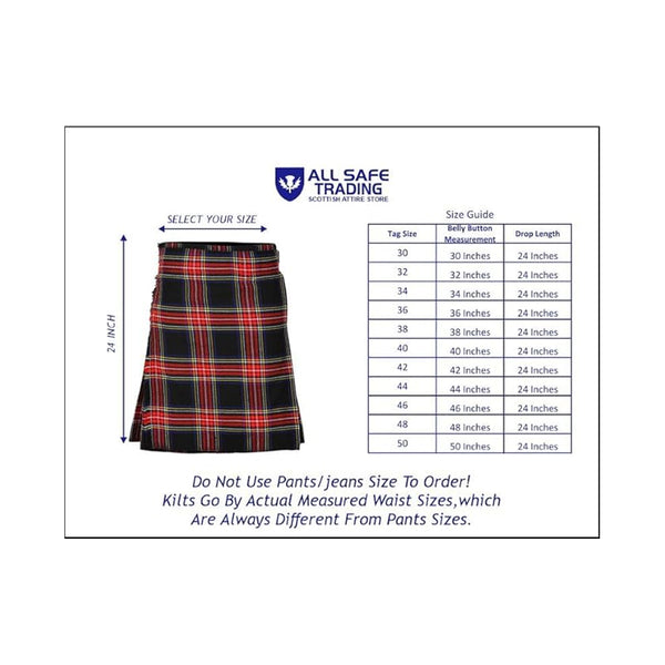 Authentic Scottish Men's Tartan Kilts - Highland Light Weight Value Kilt Embrace Your Heritage with Comfort