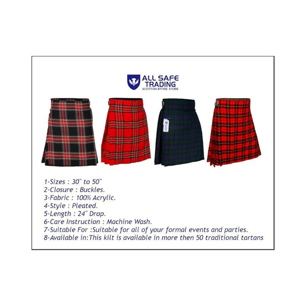 Authentic Scottish Men's Tartan Kilts - Highland Light Weight Value Kilt Embrace Your Heritage with Comfort