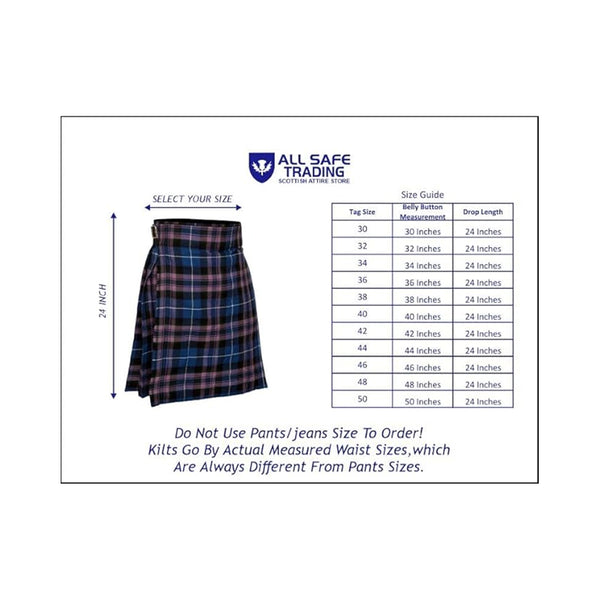 Authentic Scottish Men's Tartan Kilts - Highland Light Weight Value Kilt Embrace Your Heritage with Comfort