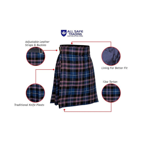 Authentic Scottish Men's Tartan Kilts - Highland Light Weight Value Kilt Embrace Your Heritage with Comfort
