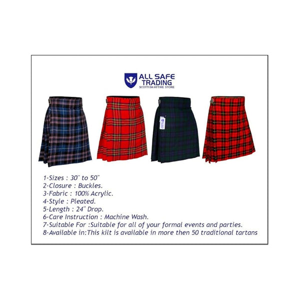 Authentic Scottish Men's Tartan Kilts - Highland Light Weight Value Kilt Embrace Your Heritage with Comfort