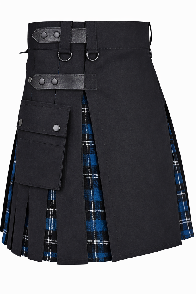 Women’s Blue Ramsay Hybrid Kilt – Plaid Mini Skirt for Golf, Highland Games & Casual Wear