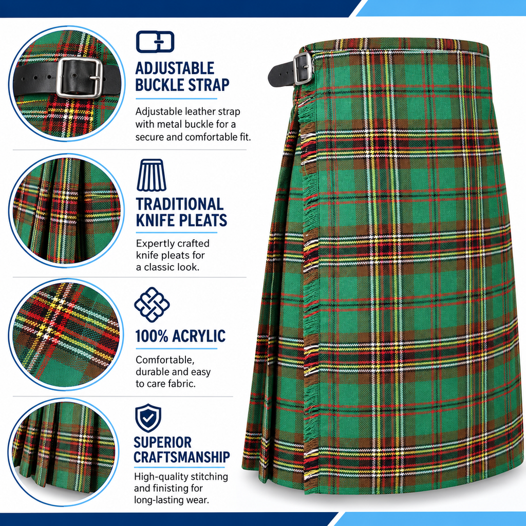 Authentic Scottish Men's Tartan Kilts - Highland Light Weight Value Kilt Embrace Your Heritage with Comfort Tara Murphy Tartan Kilt