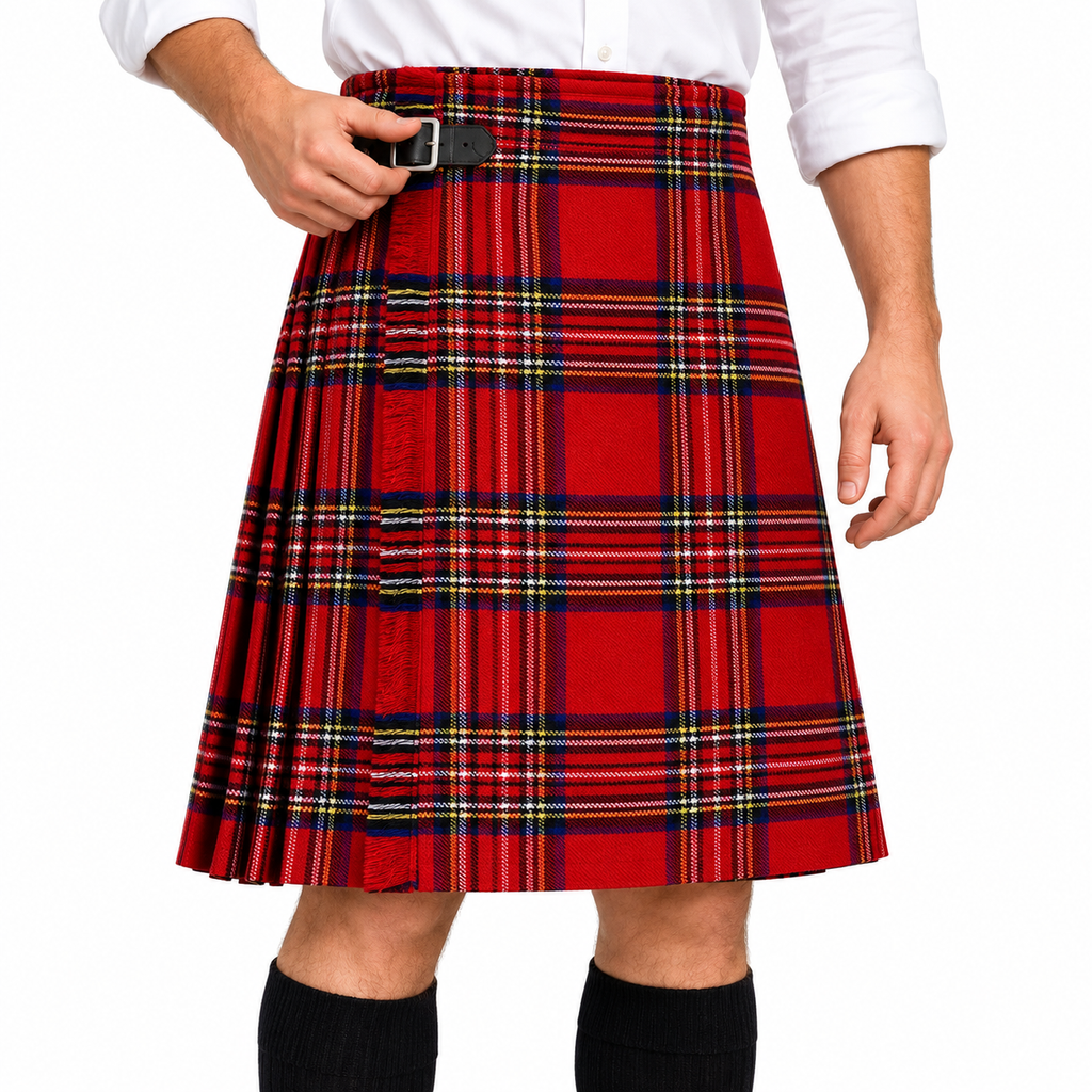 Authentic Scottish Men's Tartan Kilts - Highland Light Weight Value Kilt Embrace Your Heritage with Comfort Royal Stewart Tartan Kilt