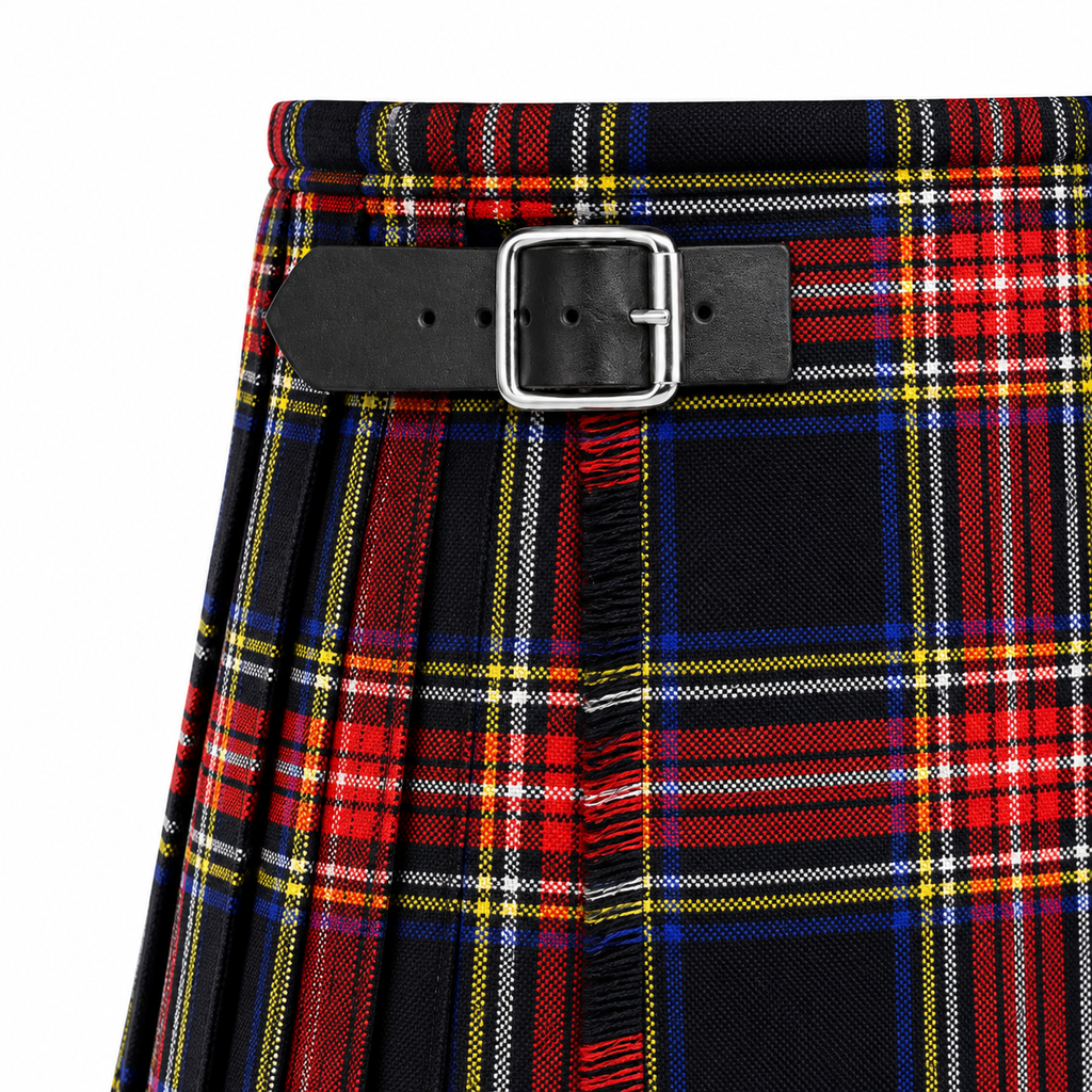 Authentic Scottish Men's Tartan Kilts - Highland Light Weight Value Kilt Embrace Your Heritage with Comfort Black Stewart Tartan Kilt