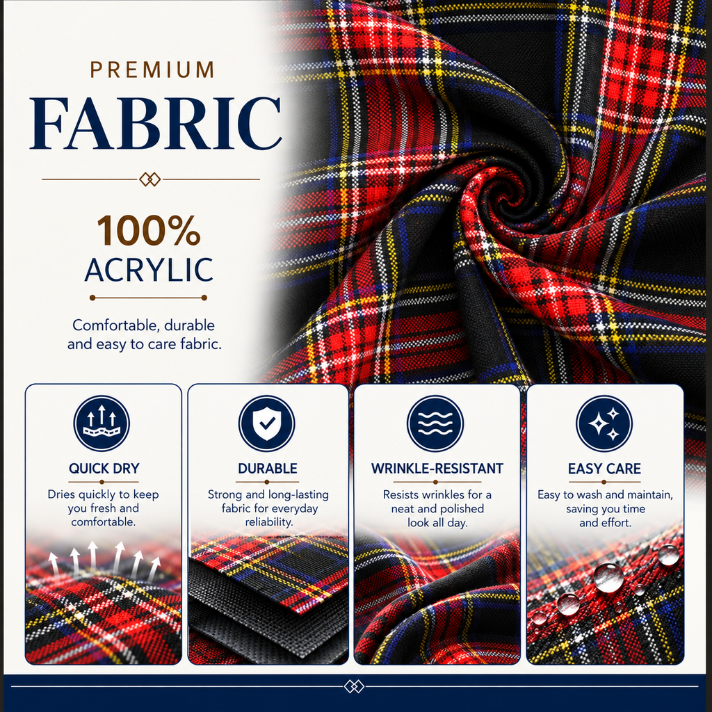 Authentic Scottish Men's Tartan Kilts - Highland Light Weight Value Kilt Embrace Your Heritage with Comfort Black Stewart Tartan Kilt