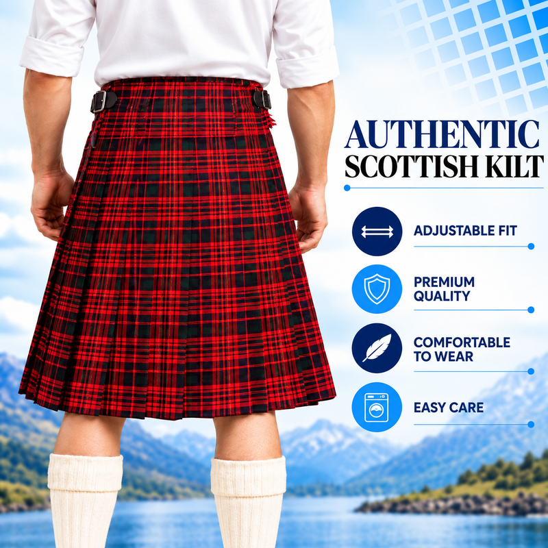 Authentic Scottish Men's Tartan Kilts - Highland Light Weight Value Kilt Embrace Your Heritage with Comfort Macdonald Tartan Kilt