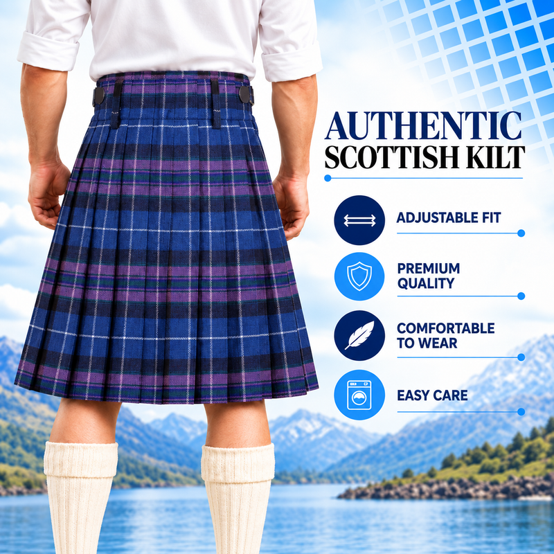 Authentic Scottish Men's Tartan Kilts - Highland Light Weight Value Kilt Embrace Your Heritage with Comfort Pride of Scotland Tartan Kilt