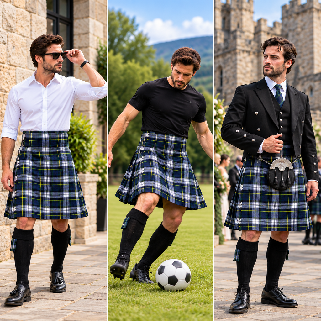 Authentic Scottish Men's Tartan Kilts - Highland Light Weight Value Kilt Embrace Your Heritage with Comfort Dress Gordon Tartan Kilt