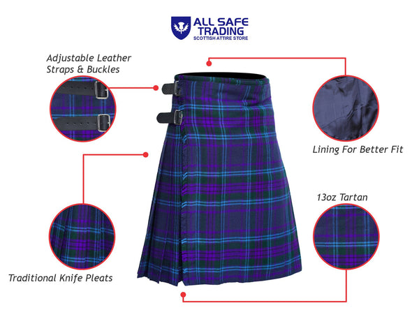Men's 8 Yard Kilt for Men, Men's Deluxe Kilt, Scottish Tartan Kilt, Highland Wedding Kilt, Spirit of Scotland Kilt