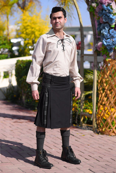 Men's Wallace Hunting Tartan Hybrid Kilt with Cargo Pockets, Utility Kilt