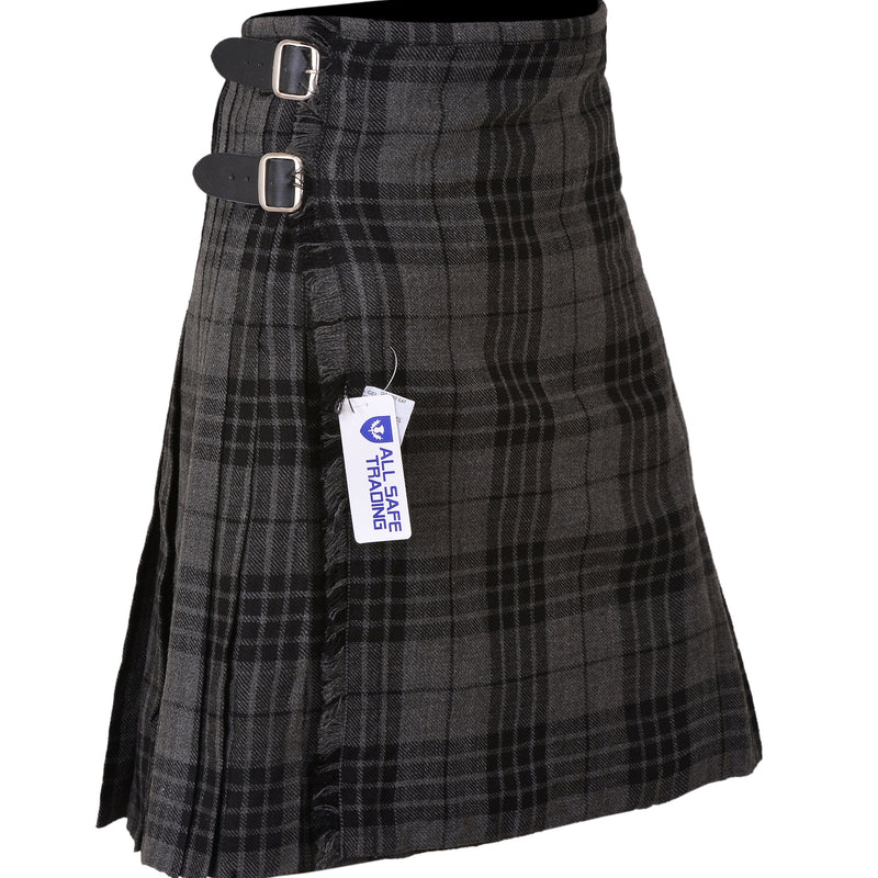 Scottish Traditional Tartan Kilt for Kids, Boys and Girls Toddler Kilts with Ease of Size - Grey Tartan