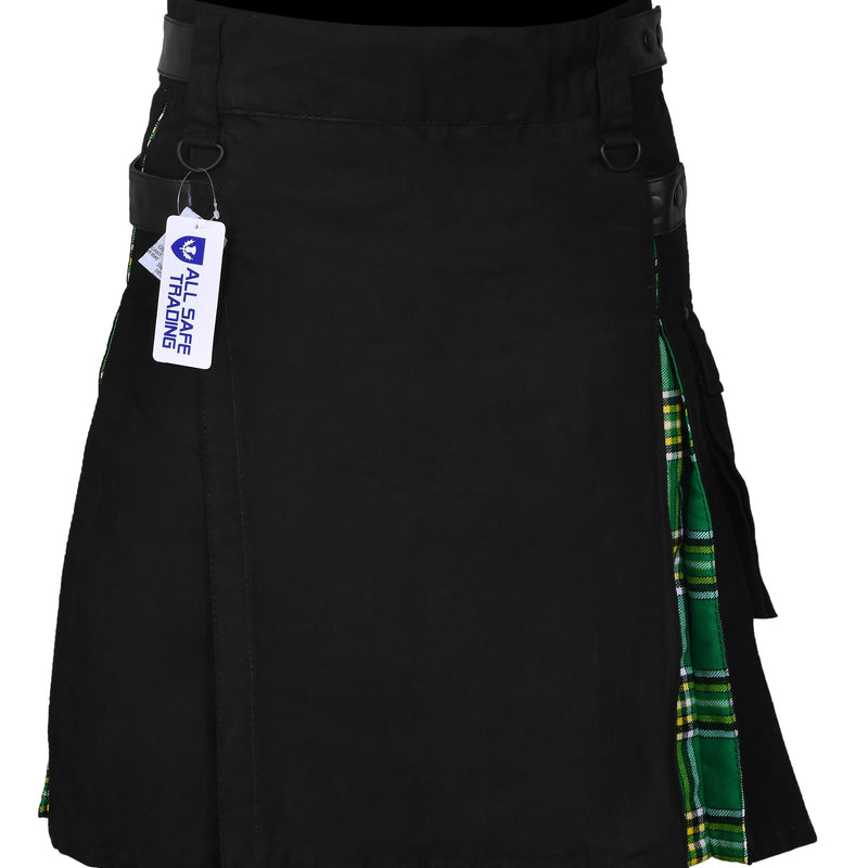 Men's Irish Heritage Tartan Hybrid Kilt with Cargo Pockets, Utility Kilt