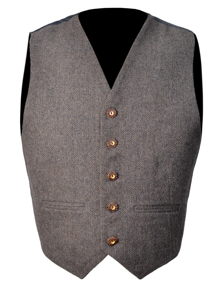 Scottish Brown Tweed Argyle Kilt Jacket With Waistcoat/Vest - Sizes 36"- 54"