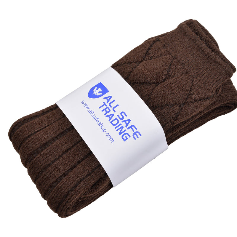 Scottish Square Kilt Hose for Men, Ribbed Socks for USA Shoe Sizes - Brown