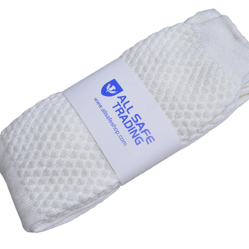 Scottish Bubbles Kilt Hose for Men, Ribbed Socks for USA Shoe Sizes - White