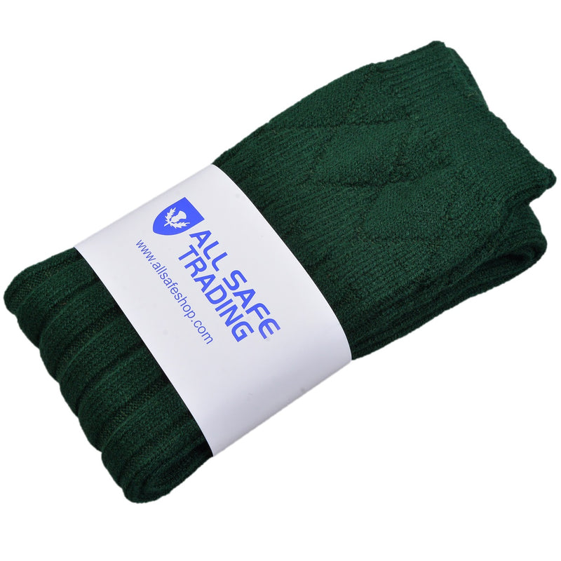 Scottish Square Kilt Hose for Men, Ribbed Socks for USA Shoe Sizes - Green