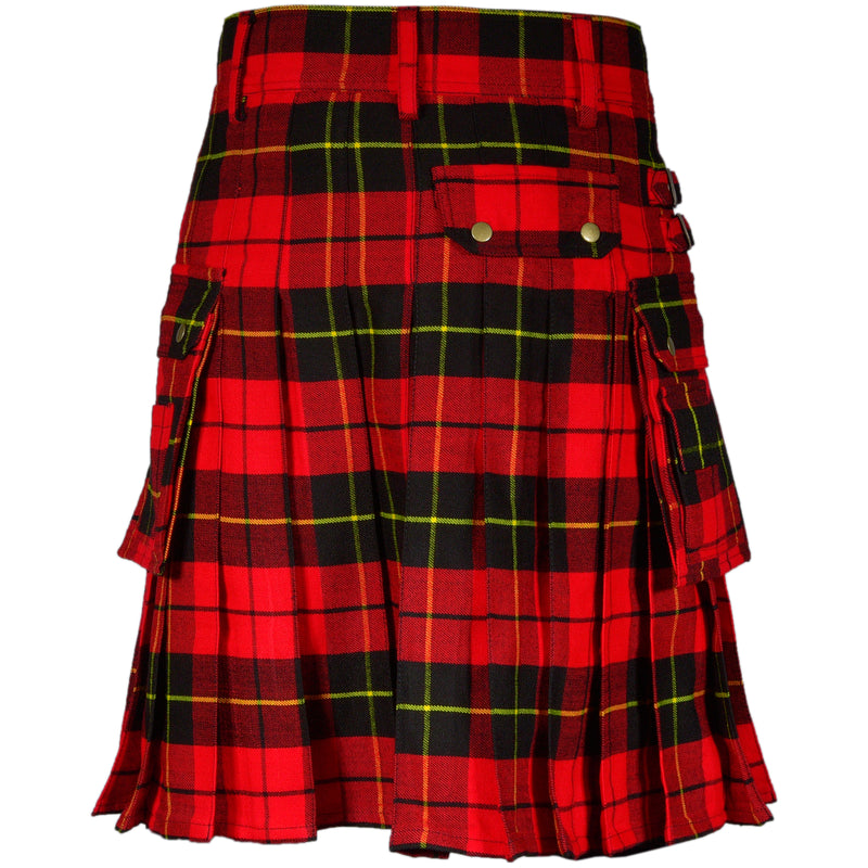Scottish Men's Modern Wallace 16oz Tartan Pockets Utility Kilt, Cargo Kilt