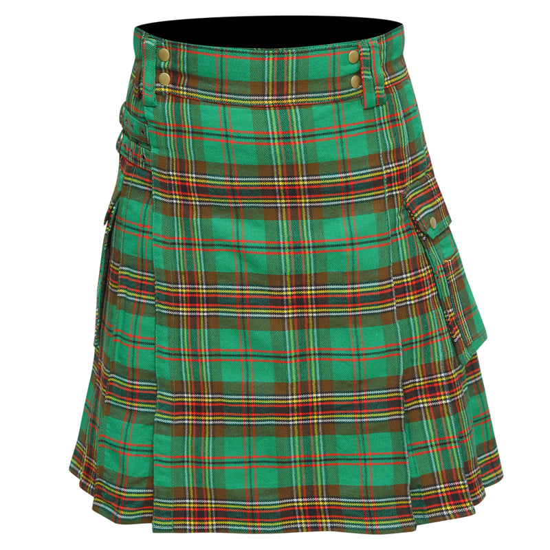 Scottish Men's Modern Tara Murphy 16oz Tartan Pockets Utility Kilt, Cargo Kilt