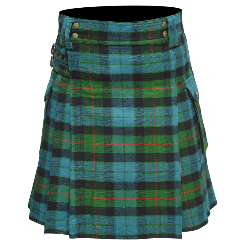 Scottish Men's Modern Gunn Ancient 16oz Tartan Pockets Utility Kilt, Cargo Kilt