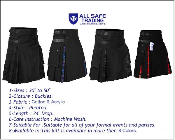 Men's Wallace Hunting Tartan Hybrid Kilt with Cargo Pockets, Utility Kilt