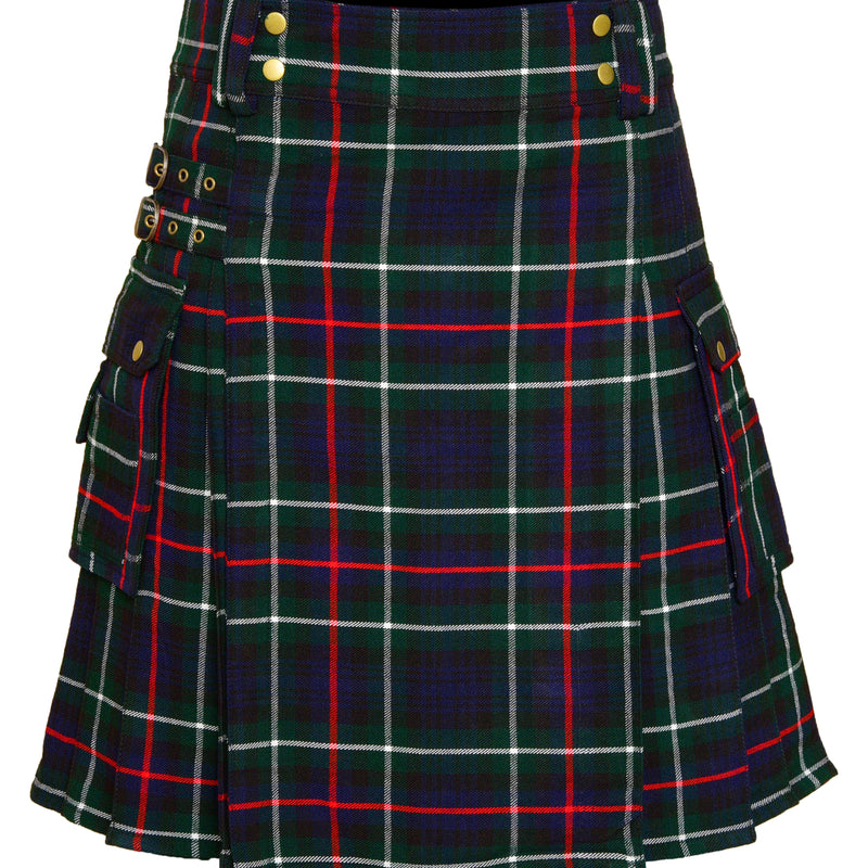 Scottish Men's Modern Mackenzie 16oz Tartan Pockets Utility Kilt, Cargo Kilt