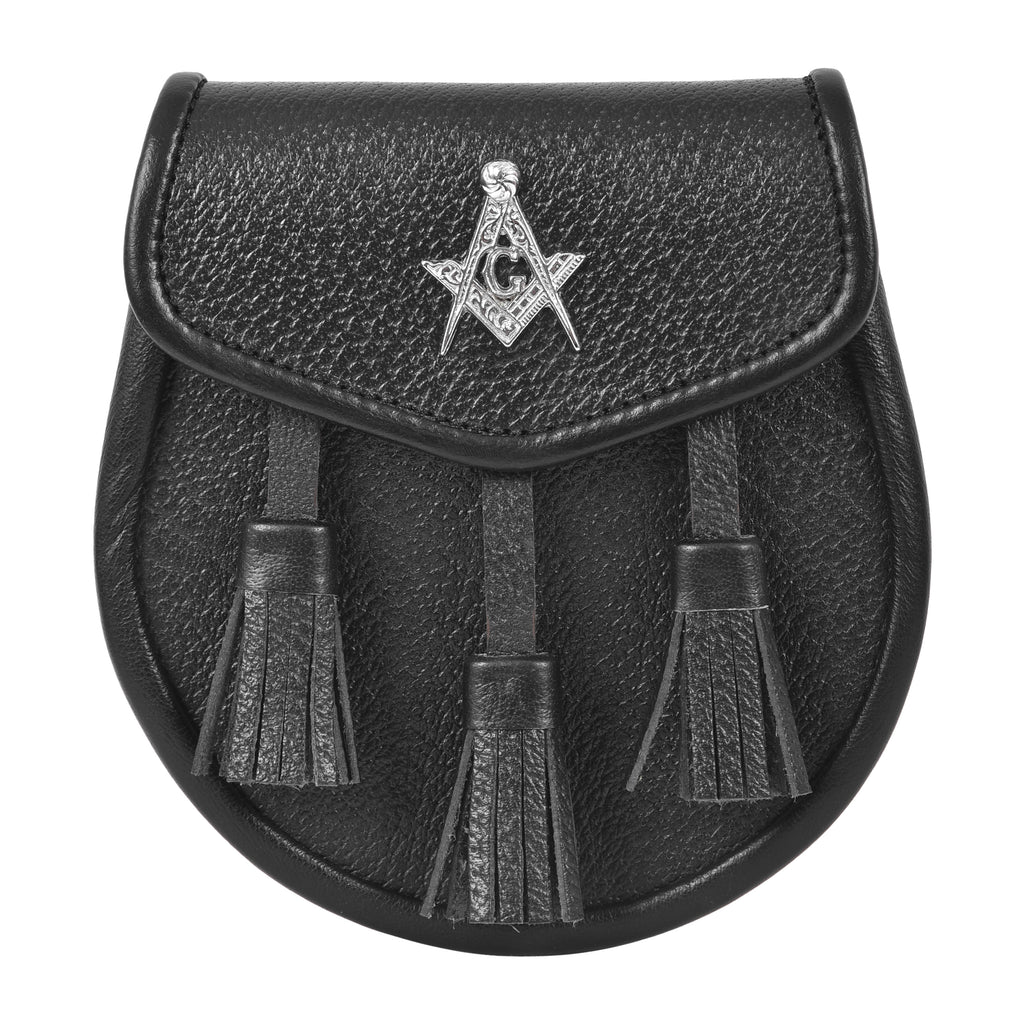 Premium Leather Sporran for Men - Masonic Badge Sporran, Ideal Kilt Accessories for Men, Scottish Kilt Sporran with Chain Belt