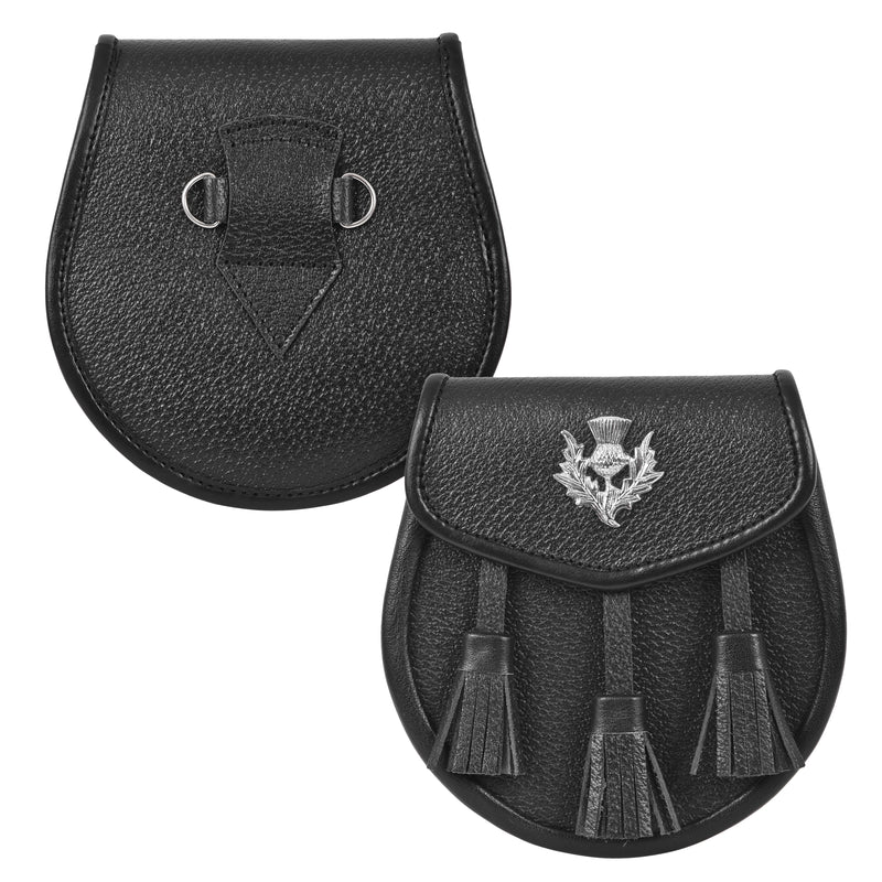 Premium Leather Sporran for Men - Thistle Badge Sporran, Ideal Kilt Accessories for Men, Scottish Kilt Sporran with Chain Belt Art # 12