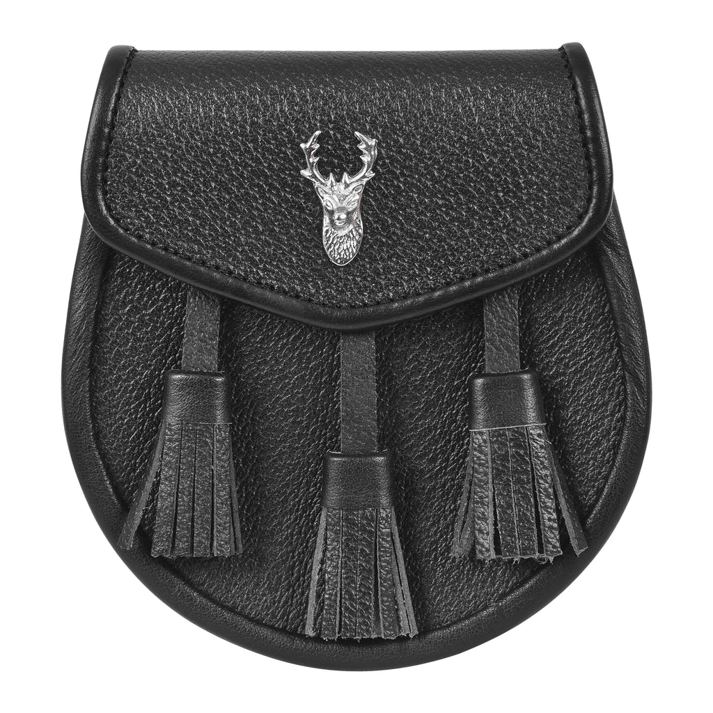 Premium Leather Sporran for Men - Stag Head Badge Sporran, Ideal Kilt Accessories for Men, Scottish Kilt Sporran with Chain Belt Art # 13