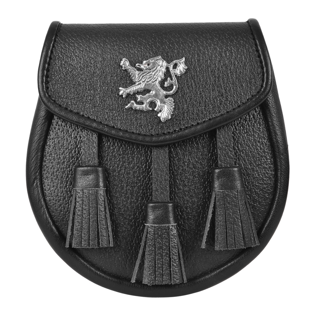 Premium Leather Sporran for Men - Rampant Lion Badge Sporran, Ideal Kilt Accessories for Men, Scottish Kilt Sporran with Chain Belt