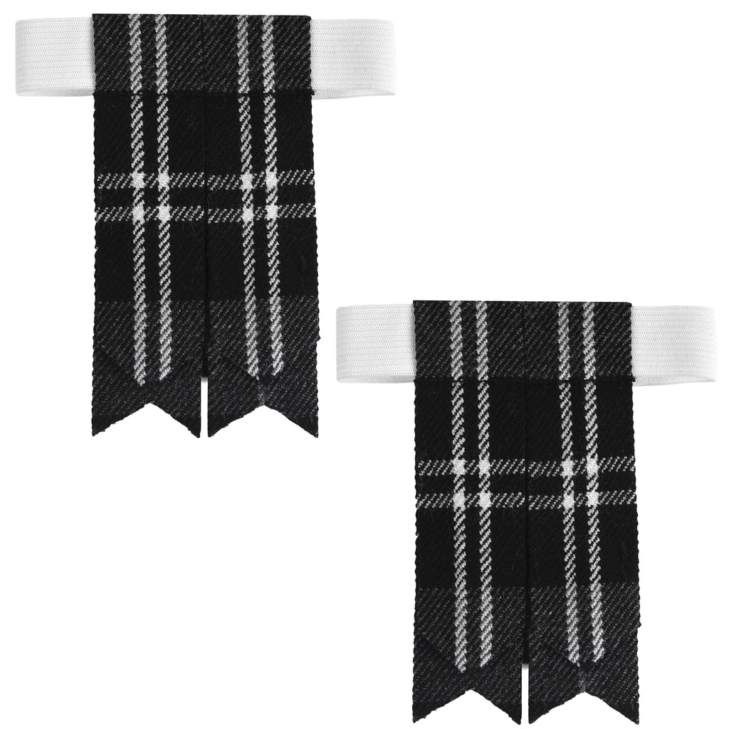Scottish Tartan Kilt Flashes with Elastic Adjusters Granite