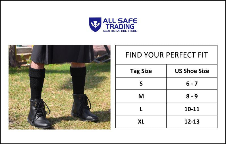 Scottish Bubbles Kilt Hose for Men, Ribbed Socks for USA Shoe Sizes - Navy Blue