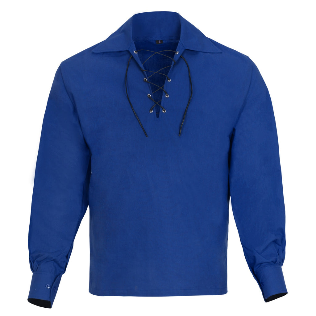Scottish Navy Blue Ghillie Jacobite Jacobean Shirt