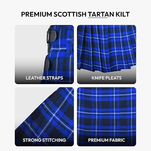 Men's 5 Yard Scottish Tartan Kilt, Highland Wedding Kilt, American Patriot Tartan Kilt